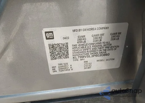 2023 Chevrolet Trailblazer Fwd Activ из США, поврежденный, VIN KL79MVSL3PB183860